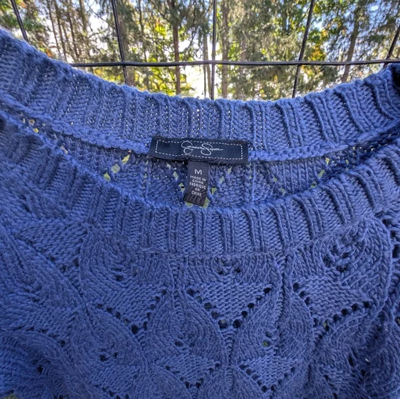 Lace Knit Blue Sweater - Picture 8 of 13